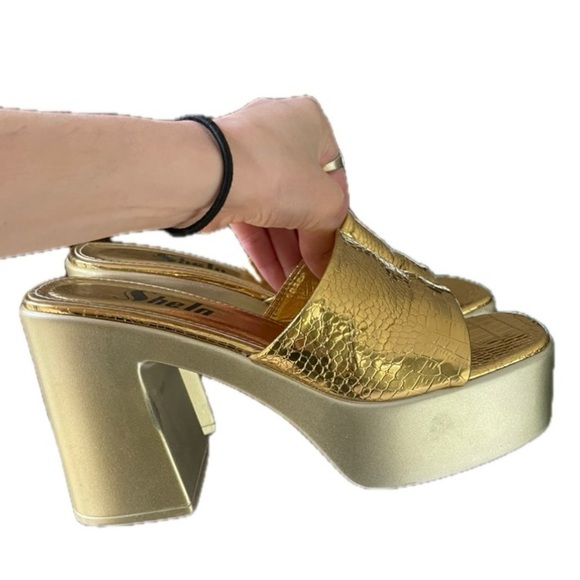 Shein Gold Platform Heels Size 6 - Picture 3 of 9